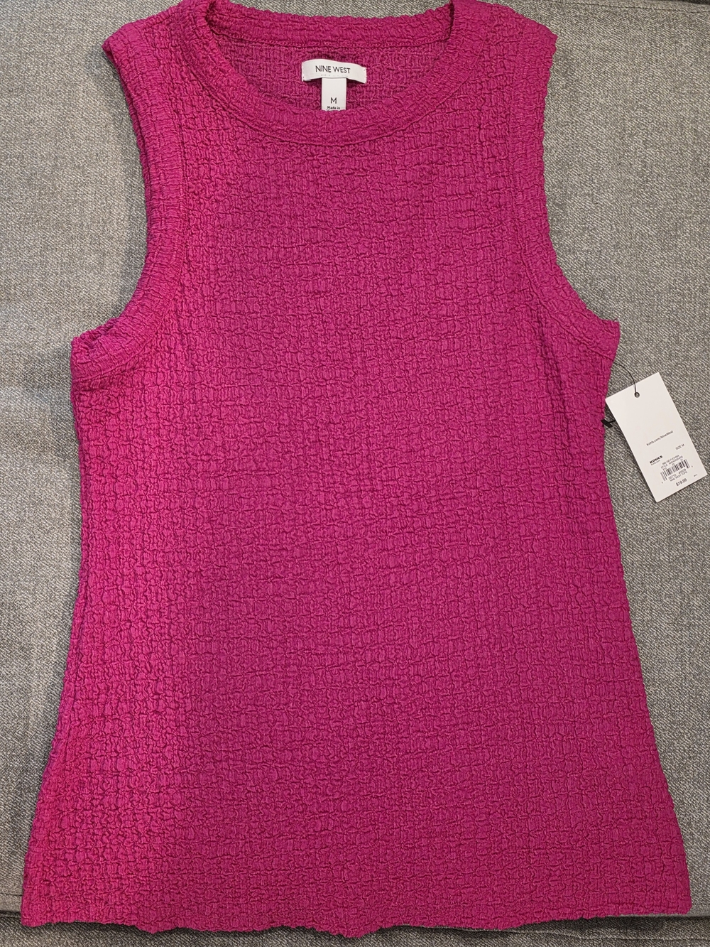 Nine West Fuchsia Textured Sleeveless Top